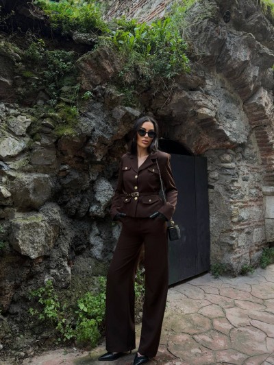 Elizabeth Kemerli Blazer Ceket & Palazzo Pantolon Takımlar Elizabeth Kemerli Blazer Ceket & Palazzo Pantolon Takımlar