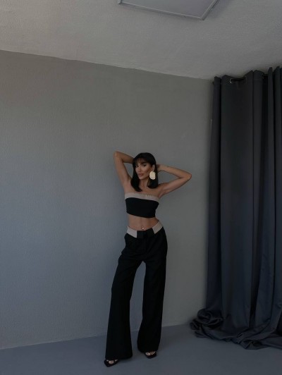 Strapless Crop & Pantolon İkili Takımlar Strapless Crop & Pantolon İkili Takımlar