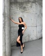 Beyaz Gül Detay Yırtmaçlı Strapless Elbise Beyaz Gül Detay Yırtmaçlı Strapless Elbise