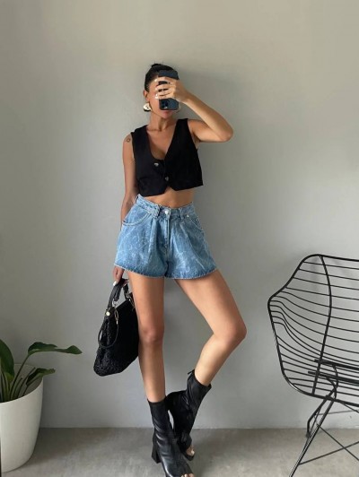 Pinterest Desenli Kot Şort