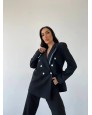 Tie Kravat Detay Tasarım Siyah Blazer Ceket