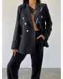Tie Kravat Detay Tasarım Siyah Blazer Ceket