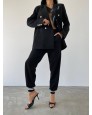 Tie Kravat Detay Tasarım Siyah Blazer Ceket