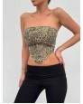 Strapless Leopar Denim Crop Strapless Leopar Denim Crop
