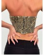 Strapless Leopar Denim Crop Strapless Leopar Denim Crop