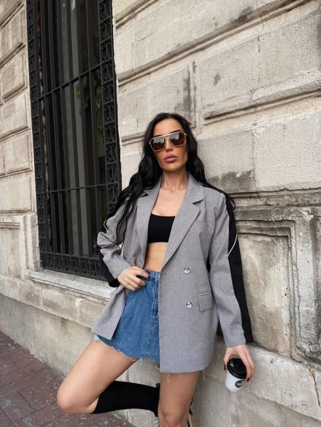 Ruli Çift Renk Blazer Ceket