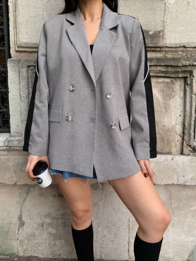 Ruli Çift Renk Blazer Ceket