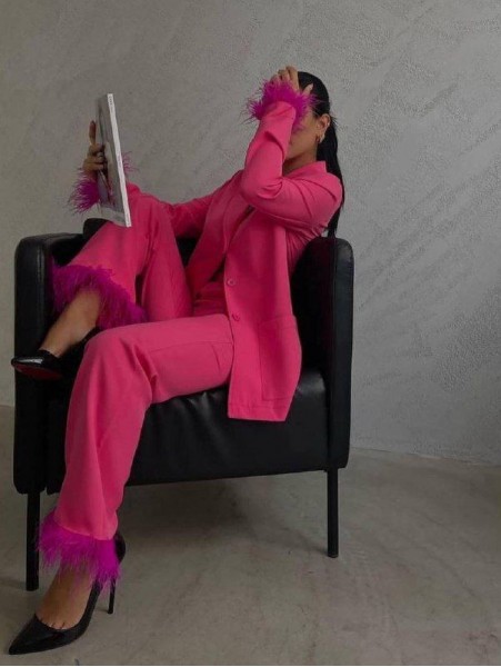 Pembe Tassel Püsküllü Takım