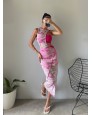 Jodi Pembe Renkli Tül Elbise / Plaj Elbisesi