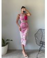 Jodi Pembe Renkli Tül Elbise / Plaj Elbisesi