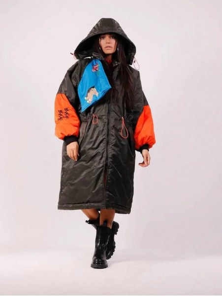 İthal Tasarım Oversize Haki Uzun Mont