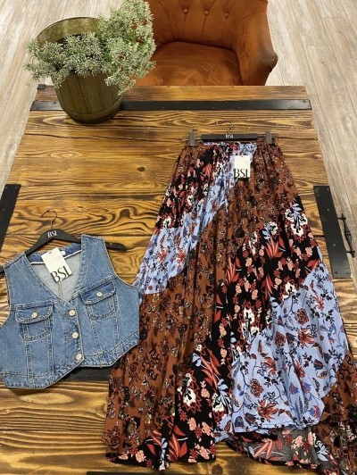 Denim Crop Yelek