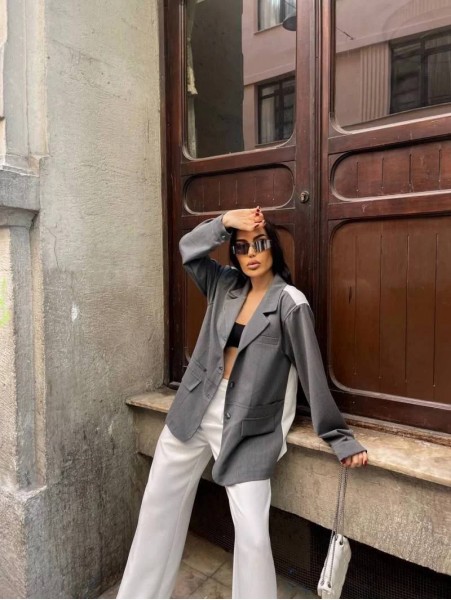Cool Çift Renk Blazer Ceket