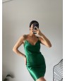 Askılı Yeşil Mini Saten Elbise Askılı Yeşil Mini Saten Elbise