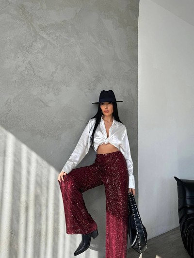 Payetli Beli Lastikli Pantolonlar