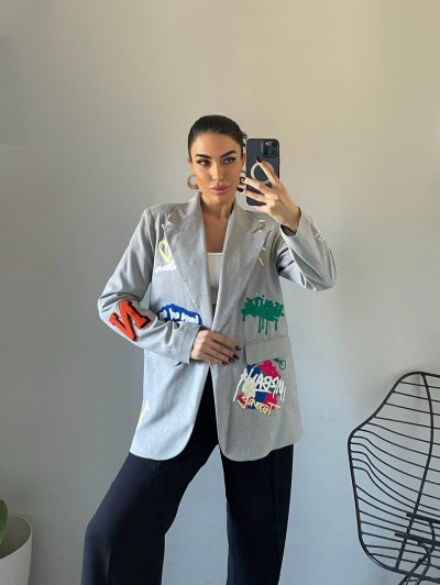 Basic Emojili Blazer Ceket Basic Emojili Blazer Ceket