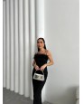 Strapless Tüylü Uzun Elbise Strapless Tüylü Uzun Elbise