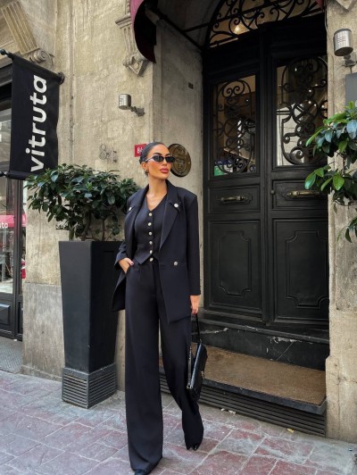 Premium Ceket & Yelek & Palazzo Üçlü Takımlar Premium Ceket & Yelek & Palazzo Üçlü Takımlar