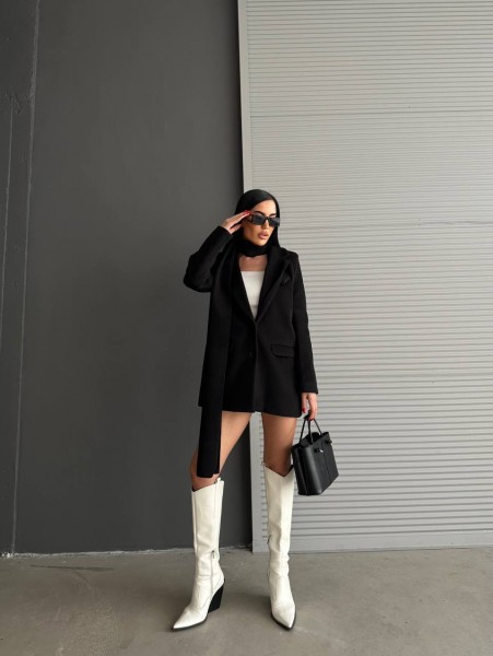Şal Detay Kalın Blazer Ceket
