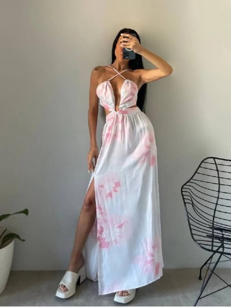 Luann Soft Beyaz Saten Elbise