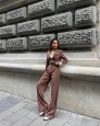Lili Etiket Detay Crop Ceket & Palazzo Pantolon Takım
