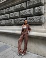 Lili Etiket Detay Crop Ceket & Palazzo Pantolon Takım