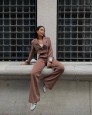 Lili Etiket Detay Crop Ceket & Palazzo Pantolon Takım