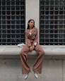 Lili Etiket Detay Crop Ceket & Palazzo Pantolon Takım