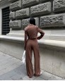 Lili Etiket Detay Crop Ceket & Palazzo Pantolon Takım