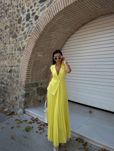 Elizabeth Yelekli Pileli Uzun Elbiseler Elizabeth Yelekli Pileli Uzun Elbiseler