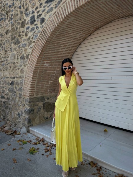 Elizabeth Yelekli Pileli Uzun Elbiseler Elizabeth Yelekli Pileli Uzun Elbiseler