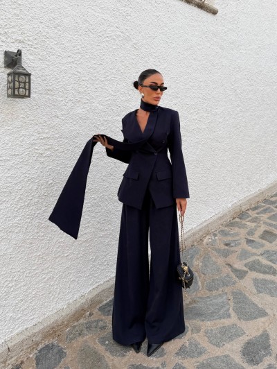 Prestige Şallı Blazer Ceket Palazzo Pantolon Takım Prestige Şallı Blazer Ceket Palazzo Pantolon Takım