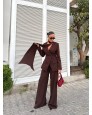 Prestige Şallı Blazer Ceket Palazzo Pantolon Takım Prestige Şallı Blazer Ceket Palazzo Pantolon Takım
