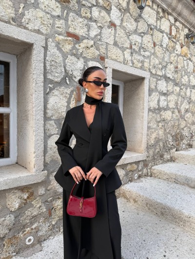 Prestige Şallı Blazer Ceket Palazzo Pantolon Takım Prestige Şallı Blazer Ceket Palazzo Pantolon Takım