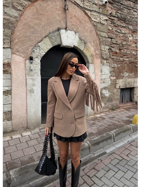 Elora Püsküllü Kaşe Blazer Ceket