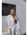Moi Çizgili Blazer Ceket Palazzo Pantolon Takım