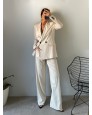 Moi Çizgili Blazer Ceket Palazzo Pantolon Takım